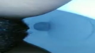 Fat ebony shitting in toilet