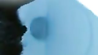 Fat ebony shitting in toilet