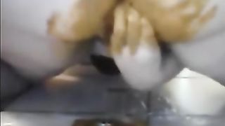 Fattie riding a small dildo