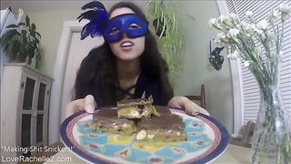 Sexy girl cooking with poop