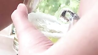 Golden shower and banging for horny Euro babes