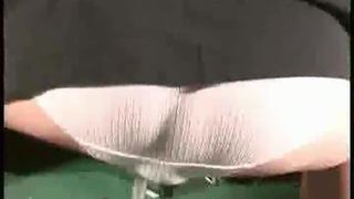 Huge turd in her white panties