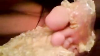 College girl puked on her feet