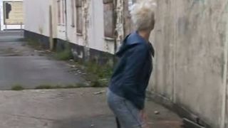 Punk girl peeing in public