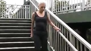 Punk chick peeing in public