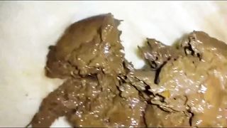 Dirty girl taking a big poop