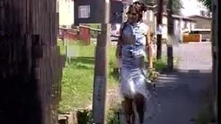 Shameless girl peeing in public