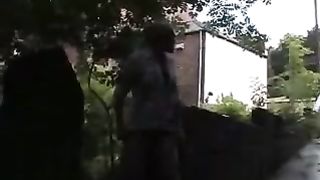 Skinny blonde peeing in public