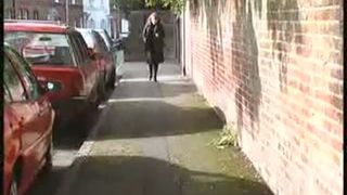 Wearing leather black boots while peeing