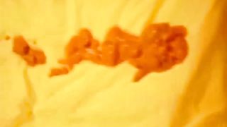 Fat girl pooping on her knees