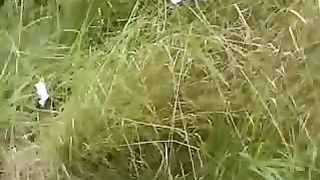 Hot slim girl shitting outdoor