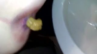 Yellow shit in toilet