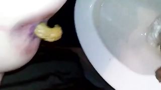Yellow shit in toilet