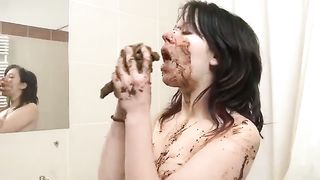 Dirty pantyhose scat smear