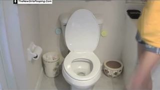 Beautiful blonde shitting a big one