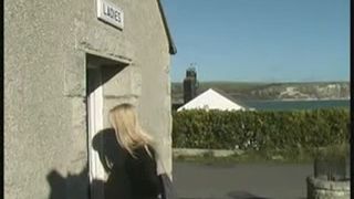 Blonde Dutch girl peeing outdoor