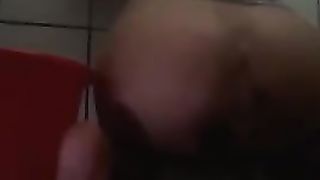 Bubble butt girl shitting in public bathroom