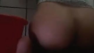 Bubble butt girl shitting in public bathroom