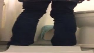 Beautiful teen shitting on white napkin
