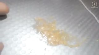 Redhead teen puked on bedroom floor