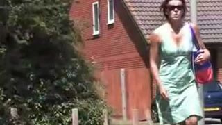 Beautiful girl peeing outdoor