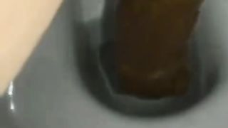 Shaved girl pooping in toilet