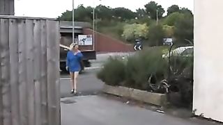 British blonde milf peeing in public