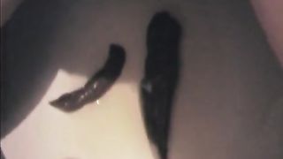 Hairy wife shits and piss in toilet