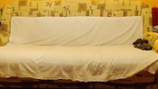 Gipsy girl pooping on bedroom floor