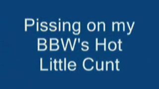 BBW babe peeing on boyfriends cock