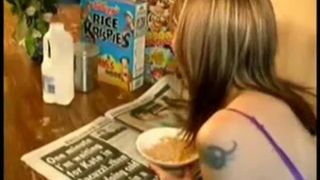 Amateur wife peeing while eating