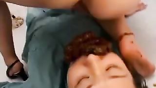 Japanese secretary pooping on her boss