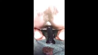 Riding a dildo while pooping