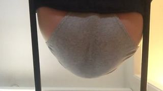 Big turd in grey panties