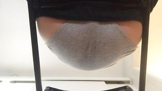 Big turd in grey panties