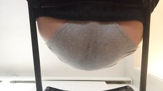Big turd in grey panties