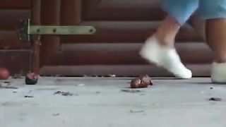 Hot teen shitting outdoor