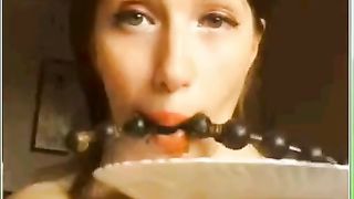 Hot camgirl licking nasty anal beads