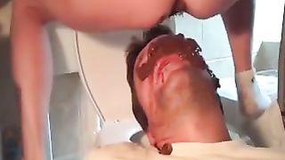 Pooping liquid on his face