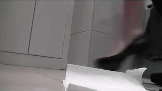Wearing high heels while pooping