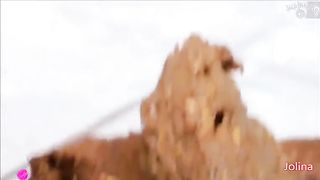 Huge pile of shit from brunette beauty