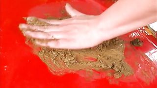 Anastasia playing with shit in public