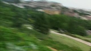 Skinny girl peeing in public