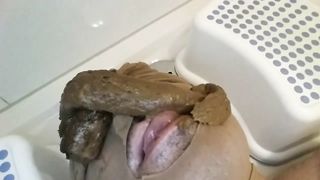 Japanese mistress shitting on her slave