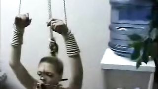 Peeing on a bondaged girl