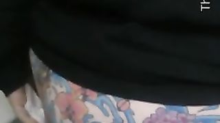 Girl with tattooed ass pooping