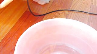 Amateur girl shitting in a bucket