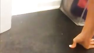 Smoking hot blonde babe shitting