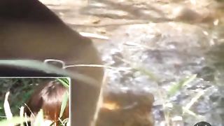 Two Japanese girls shitting outdoor