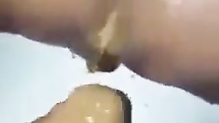 Ebony girl shitting on black dick